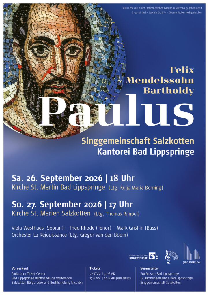 Oratorium „Paulus“ am 26.09. um 18.00 Uhr